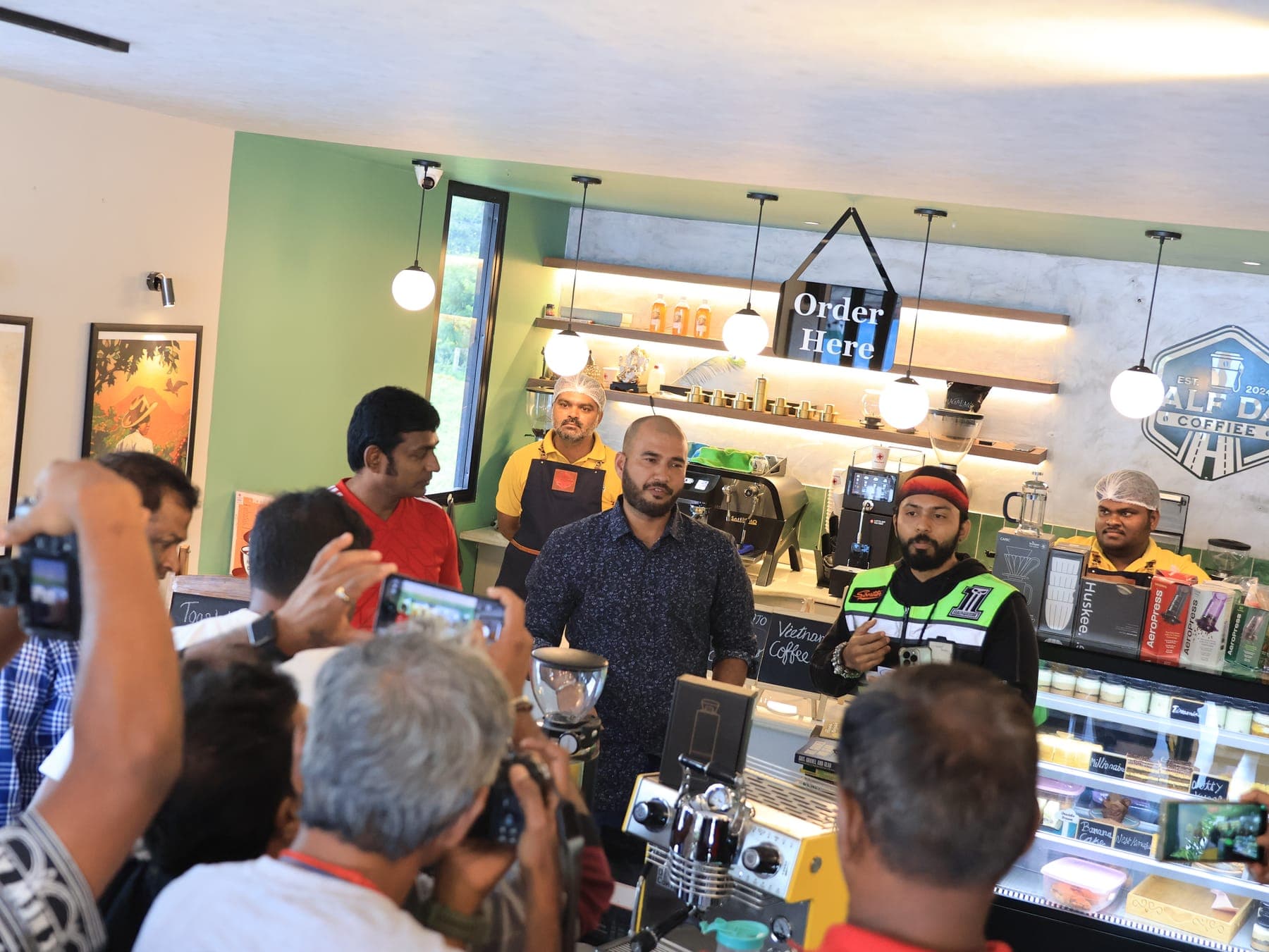 Gathering at the coffee counter