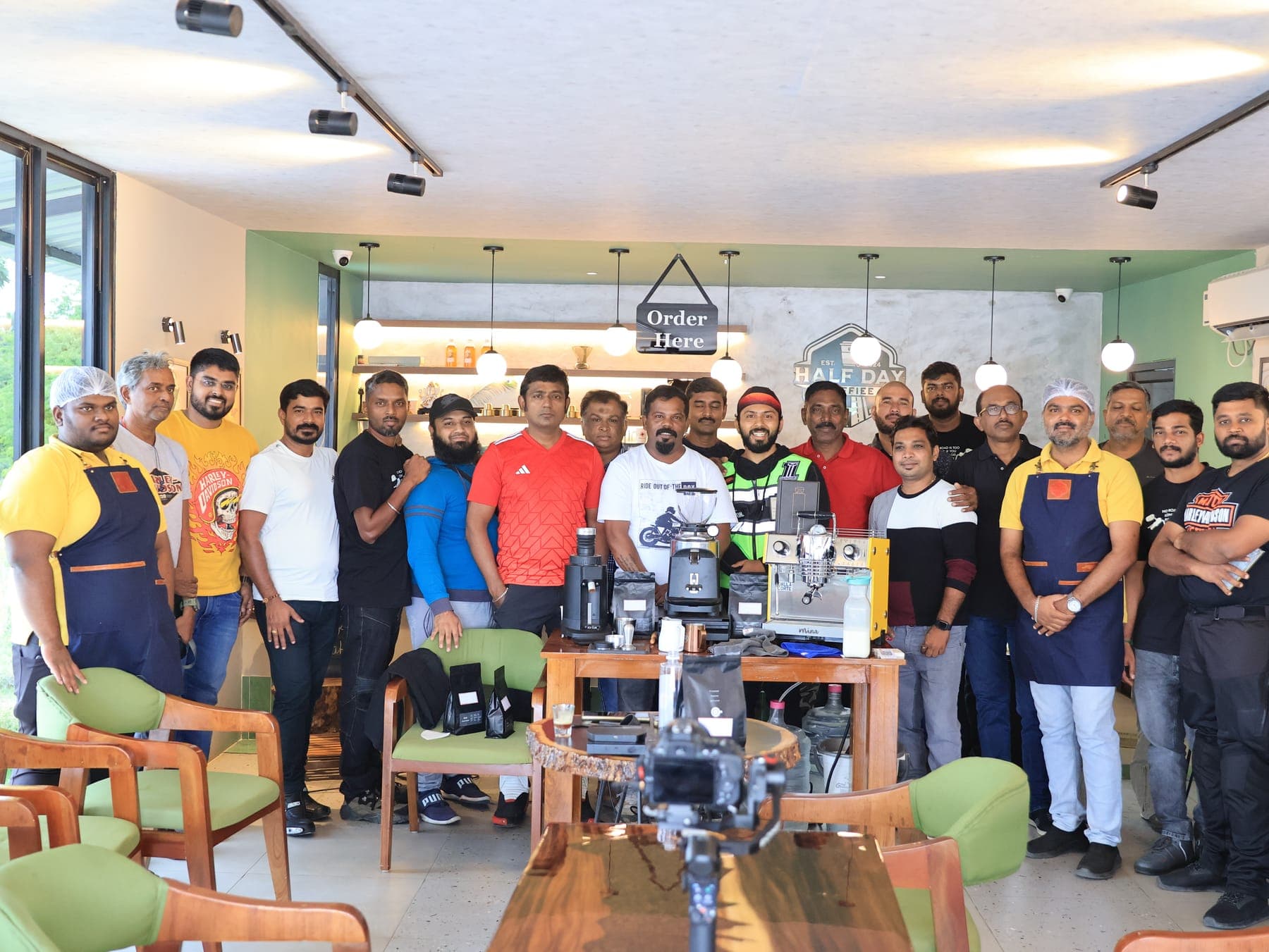 Group photo at the cafe