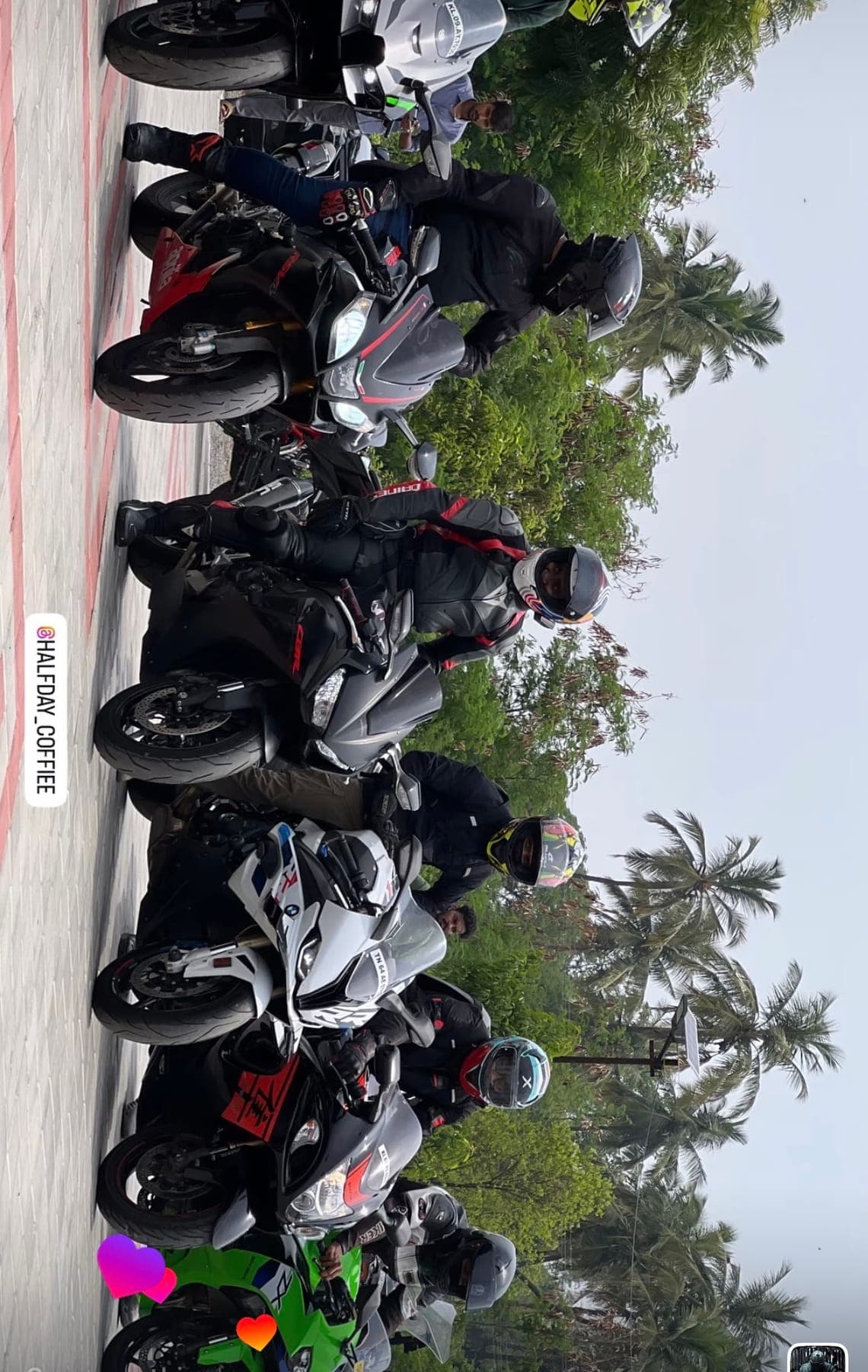 Row of motorcycles on the forecourt